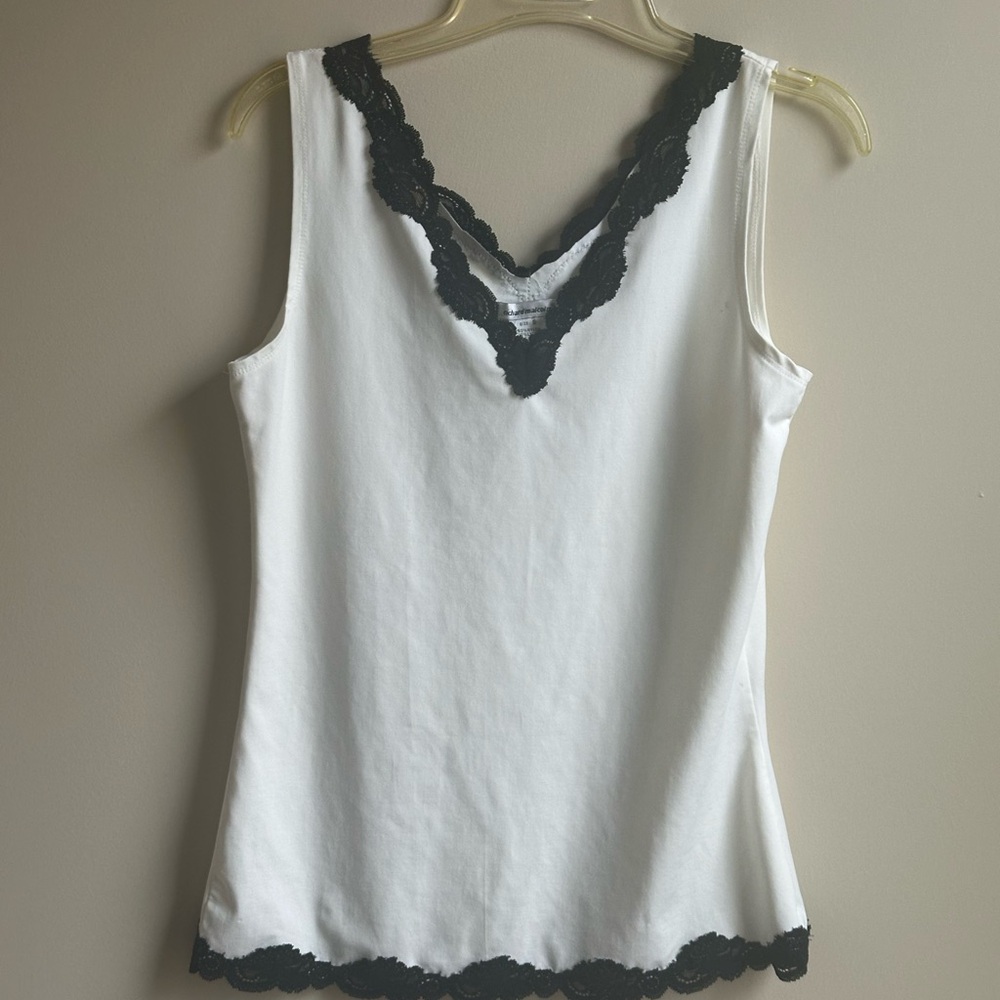 Elegant White Lace Trim Tank Top